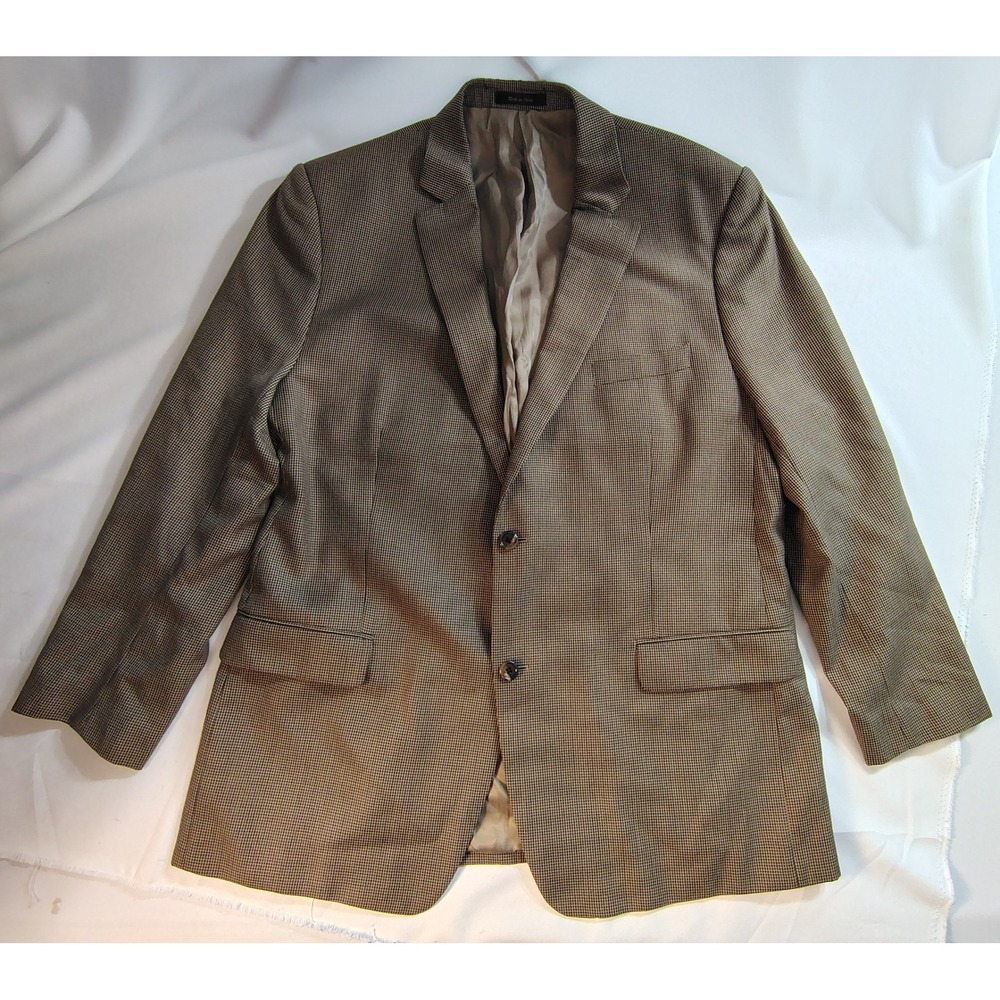 Michael Kors Mens Brown Micro Check Two Button‎ Blazer Sport Coat Jacket